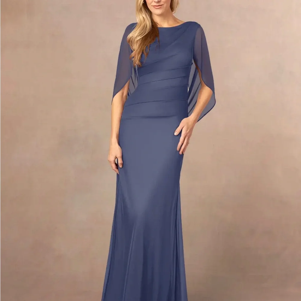 Azazie elegant Blue-Grey Gown, size 10 - Picture 1 of 15